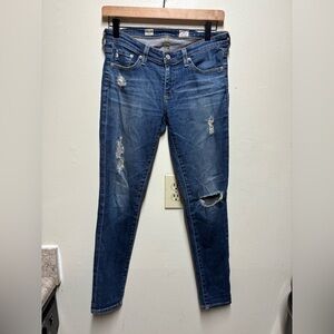 AG the super skinny ankle legging 27r distressed